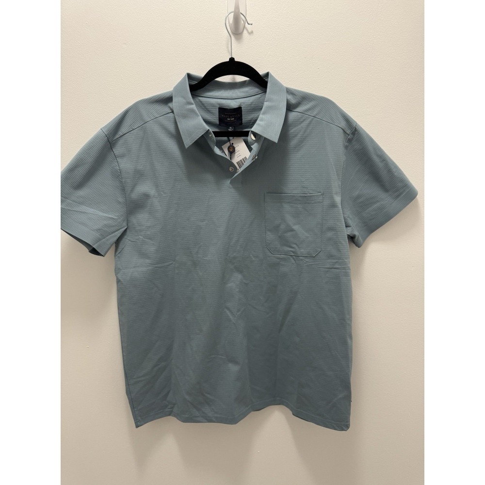 Marc Asher‎ Polo Shirt Men XL Slate Blue Performance Stretch Short Sleeve NWT